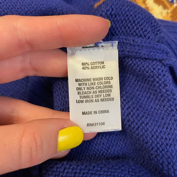 Crown & Ivy Boys Blue Intarsia Santa Dog Christmas Crew Neck Sweater Size S - Picture 7 of 7